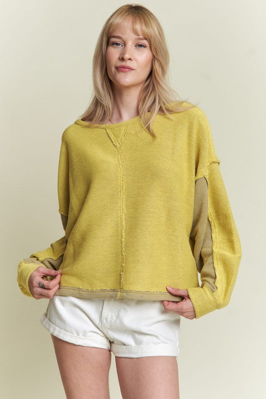 LONG DOLMAN SLEEVE ROUND NECK CASUAL KNIT SWEATER - Tigbul's Variety Fashion Shop
