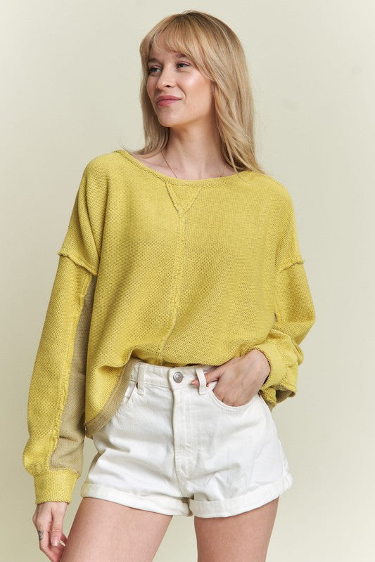 LONG DOLMAN SLEEVE ROUND NECK CASUAL KNIT SWEATER - Tigbul's Variety Fashion Shop