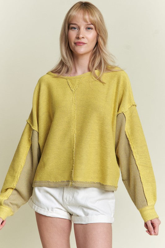 LONG DOLMAN SLEEVE ROUND NECK CASUAL KNIT SWEATER - Tigbul's Variety Fashion Shop