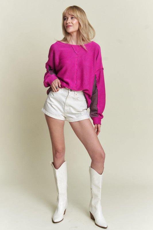 LONG DOLMAN SLEEVE ROUND NECK CASUAL KNIT SWEATER - Tigbul's Variety Fashion Shop