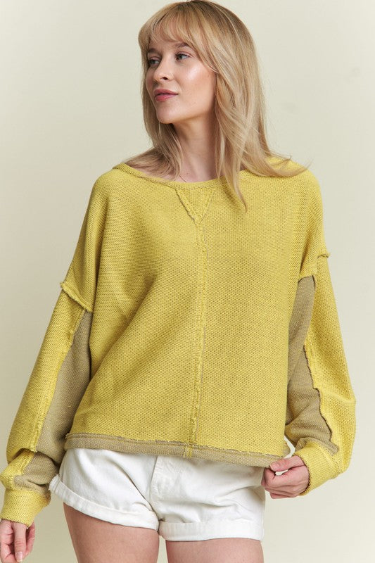 LONG DOLMAN SLEEVE ROUND NECK CASUAL KNIT SWEATER - Tigbul's Variety Fashion Shop