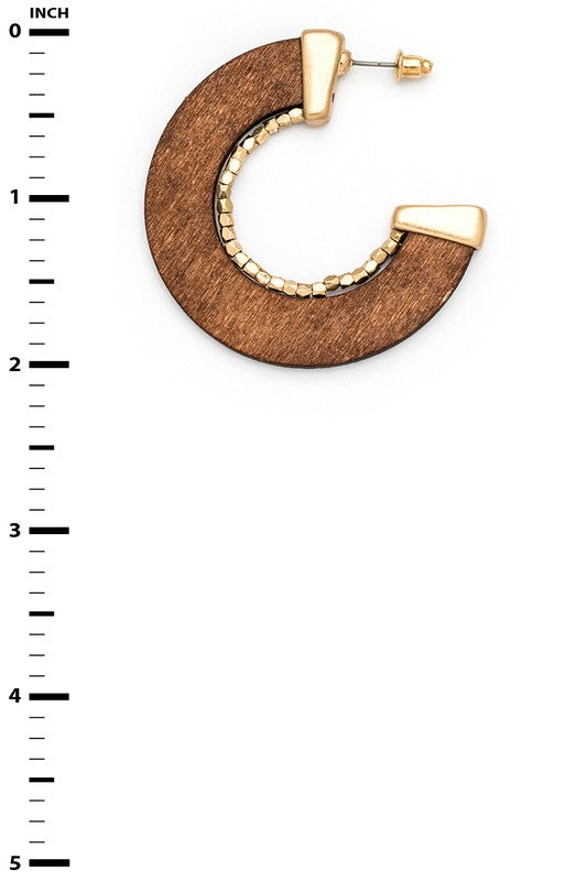 Wooden Cutout Beaded Hoop Earrings - Tigbul's Variety Fashion Shop