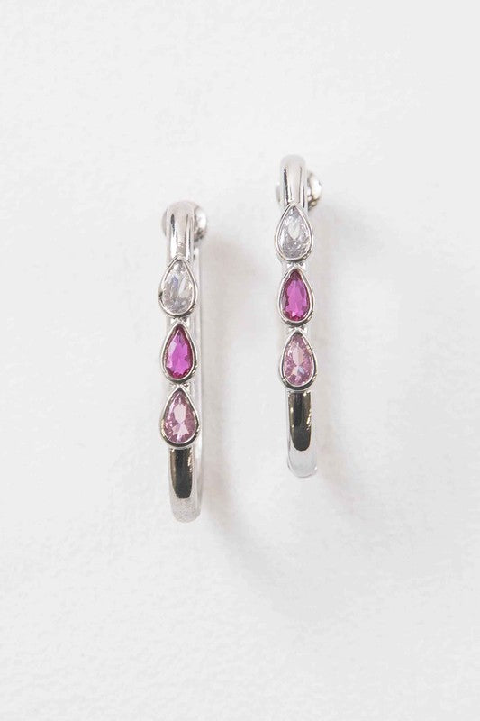 Pink Tear Hoop Earrings - Tigbul's Variety Fashion Shop