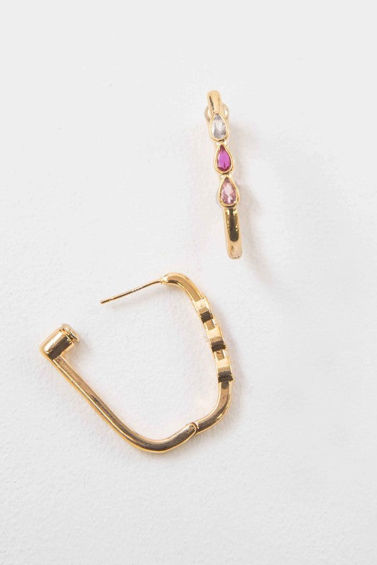 Pink Tear Hoop Earrings - Tigbul's Variety Fashion Shop