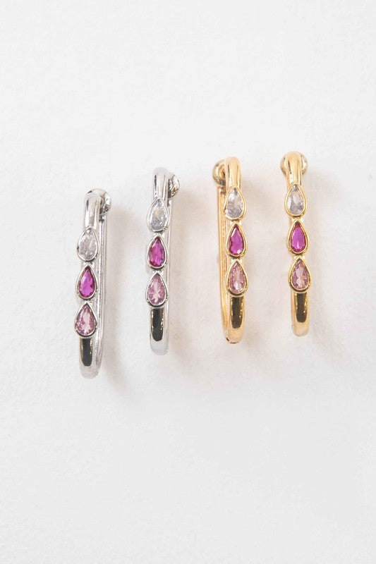 Pink Tear Hoop Earrings - Tigbul's Variety Fashion Shop