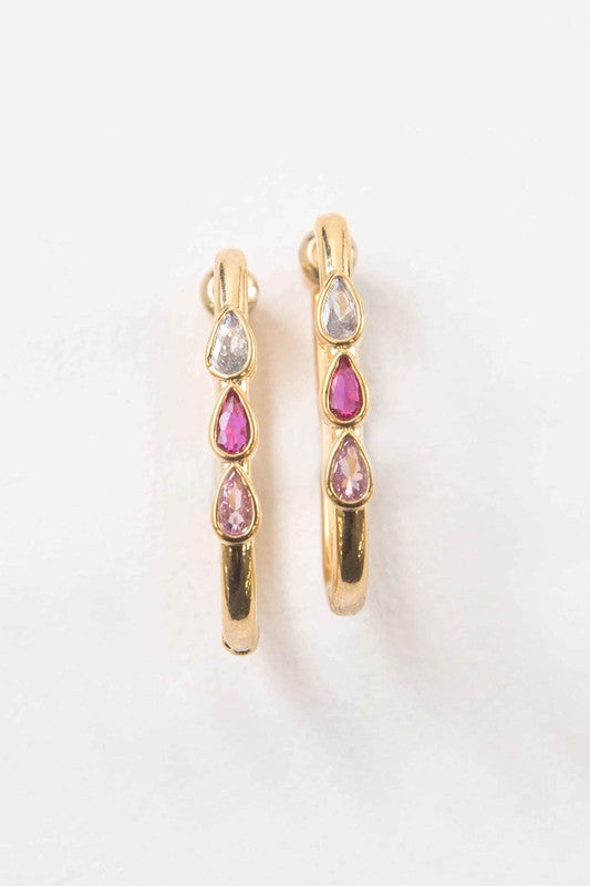 Pink Tear Hoop Earrings - Tigbul's Variety Fashion Shop