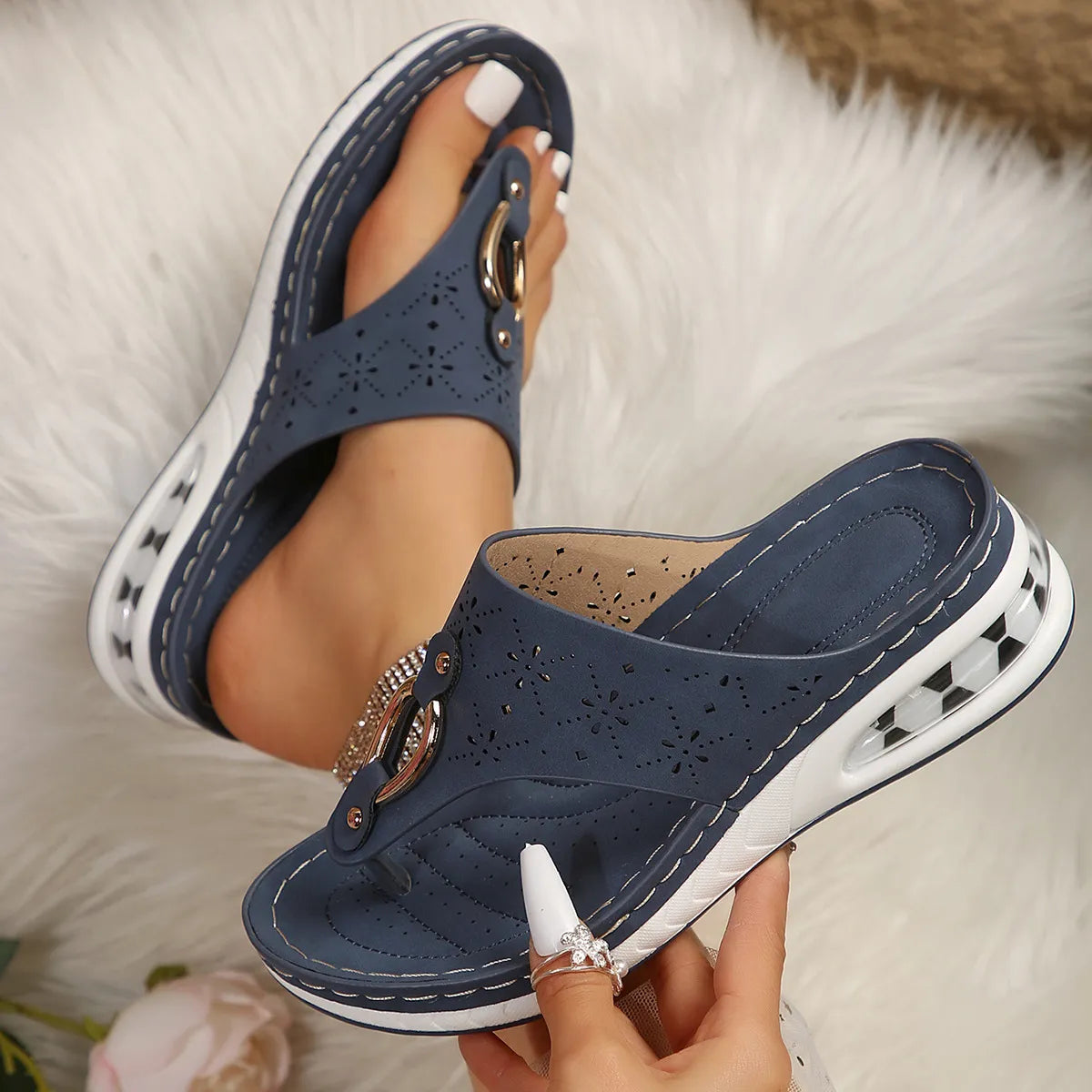 Toe Post Wedge Sandals - Tigbul's Variety Fashion Shop