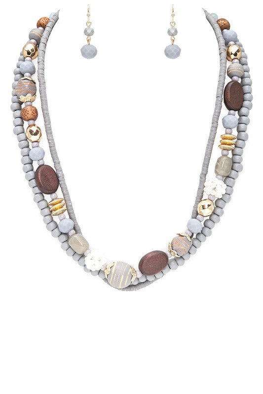 Mix Beads Layered Necklace Set - Tigbul's Variety Fashion Shop