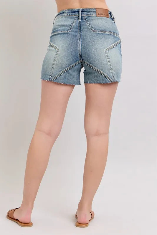Judy Blue High Waist Star Seam Detail Denim Shorts - Tigbul's Variety Fashion Shop