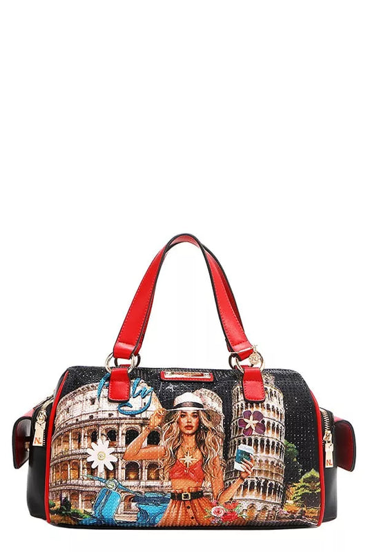 Nicole Lee USA Martha Travels Italy Wide Handbag with Rhinestones - Tigbul's Variety Fashion Shop