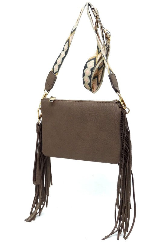 Aztec Guitar Strap Fringe Clutch Crossbody Bag - Tigbul's Variety Fashion Shop