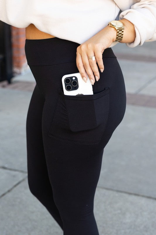 Black FULL LENGTH Leggings with POCKETS - Tigbul's Variety Fashion Shop