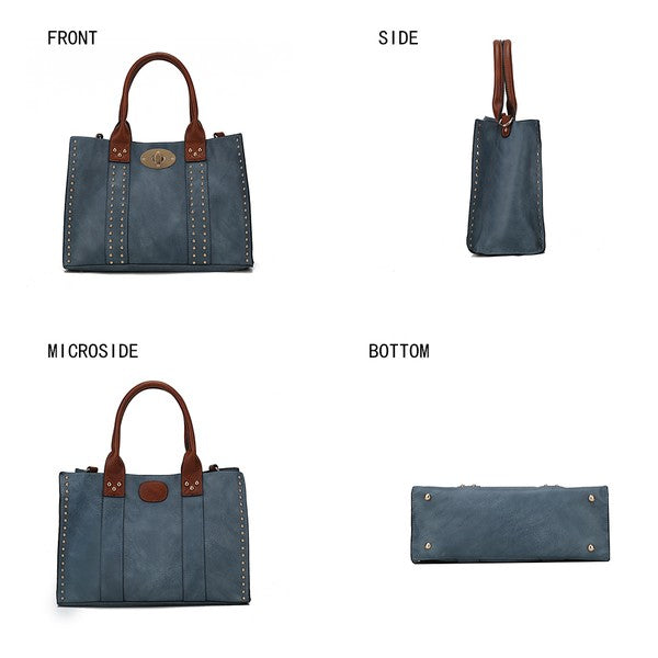 MKF Elissa Satchel Handbag by Mia K- 3 pc Set - Tigbul's Variety Fashion Shop