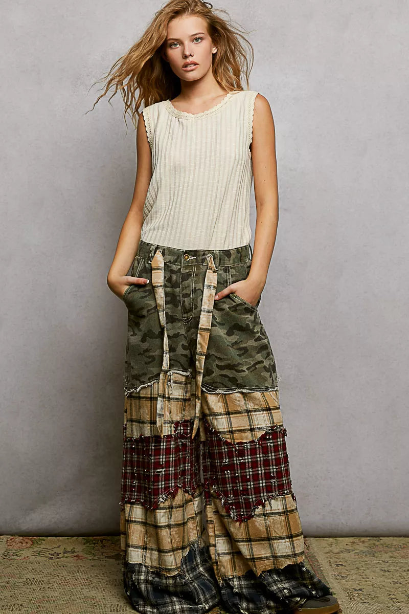 POL Ribbed Round Neck Tank with Lace Trim - Tigbul's Variety Fashion Shop