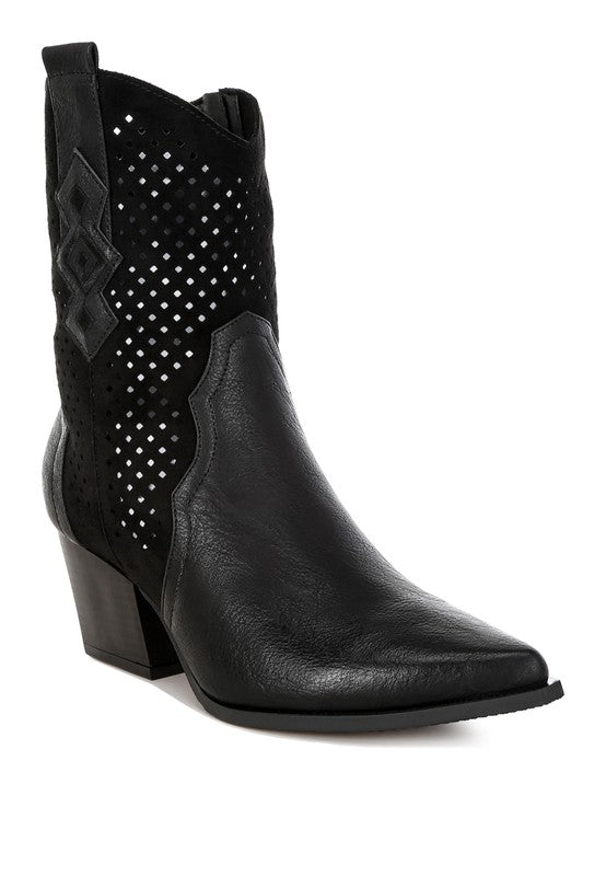 Prosia Rhinestone-Studded Cowboy Boots - Tigbul's Variety Fashion Shop
