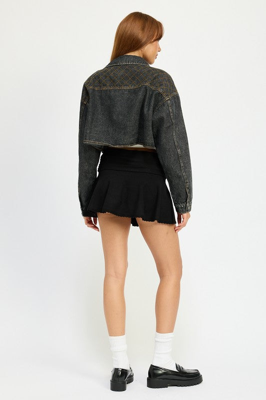EMBROIDERED DENIM CROP JACKET - Tigbul's Variety Fashion Shop