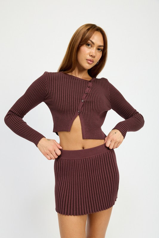 RIBBED KNIT MINI SKIRT - Tigbul's Variety Fashion Shop