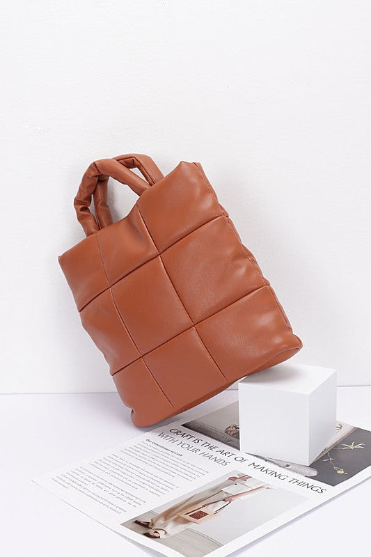 Quilted Soft Puffer Top Handle Swing Bag - Tigbul's Variety Fashion Shop