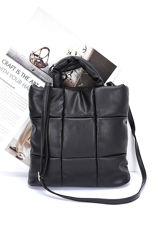 Quilted Soft Puffer Top Handle Swing Bag - Tigbul's Variety Fashion Shop