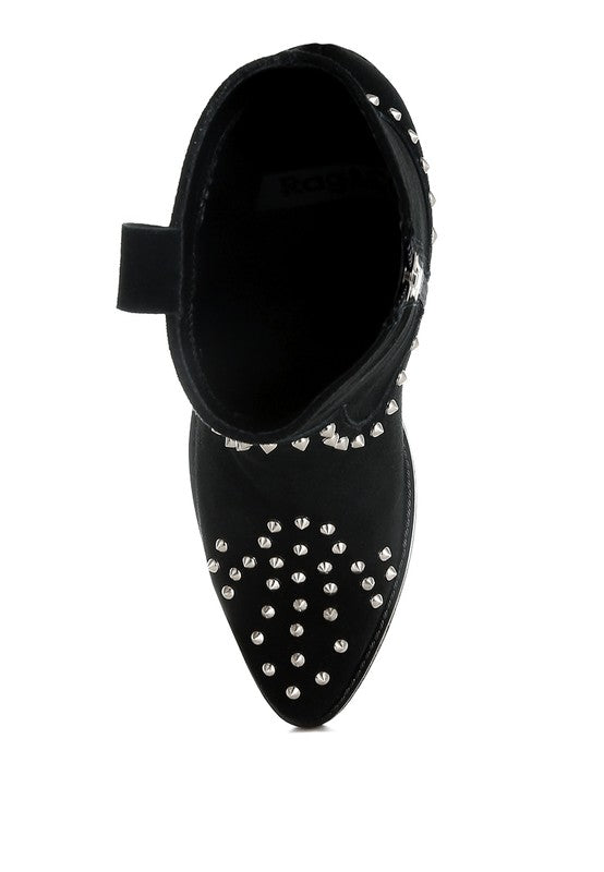 Hira Studs Embellished Cowboy Boots - Tigbul's Variety Fashion Shop