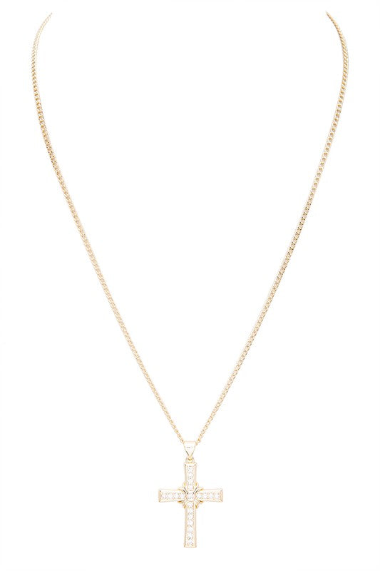 CZ Cross Pendant Necklace - Tigbul's Variety Fashion Shop