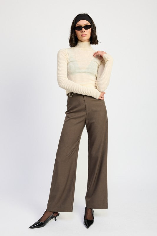 TROUSER PANTS WTIH ADJUSTABLE WAIST BAND BUCKLE - Tigbul's Variety Fashion Shop