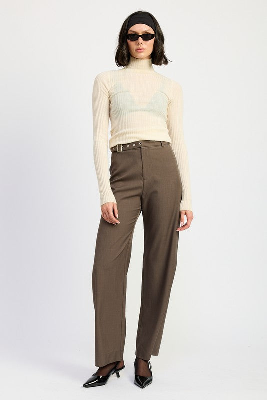 TROUSER PANTS WTIH ADJUSTABLE WAIST BAND BUCKLE - Tigbul's Variety Fashion Shop