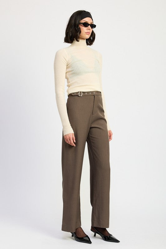 TROUSER PANTS WTIH ADJUSTABLE WAIST BAND BUCKLE - Tigbul's Variety Fashion Shop