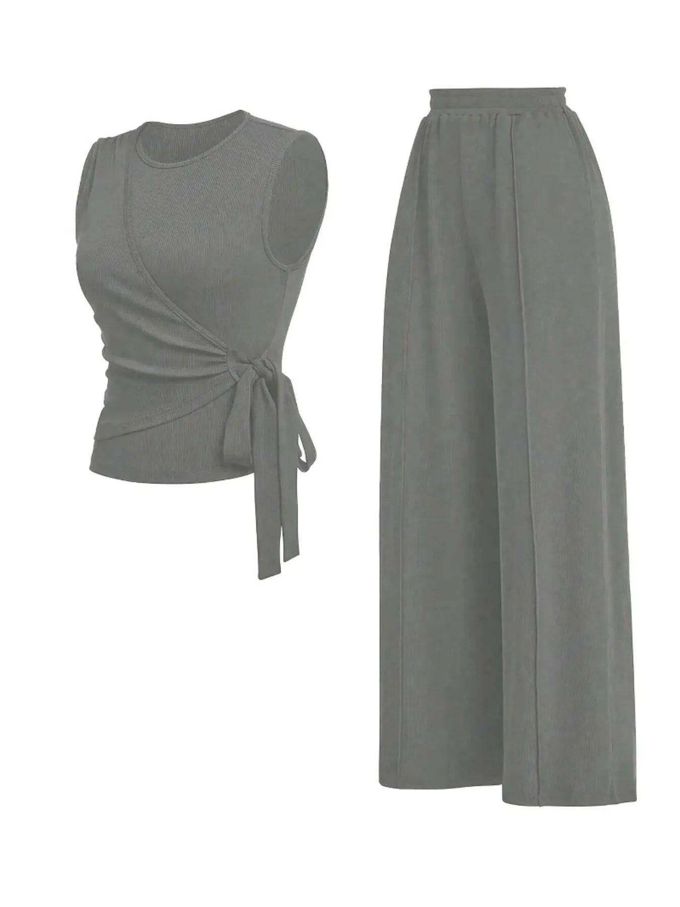 Round Neck Sleeveless Top and Pants Set - Tigbul's Variety Fashion Shop
