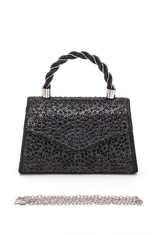 Statement Rhinestone Top Handle Clutch Bag - Tigbul's Variety Fashion Shop