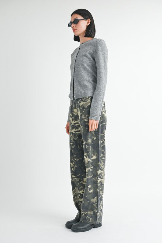 Vintage Print Straight Leg Pants With Pockets - Tigbul's Variety Fashion Shop