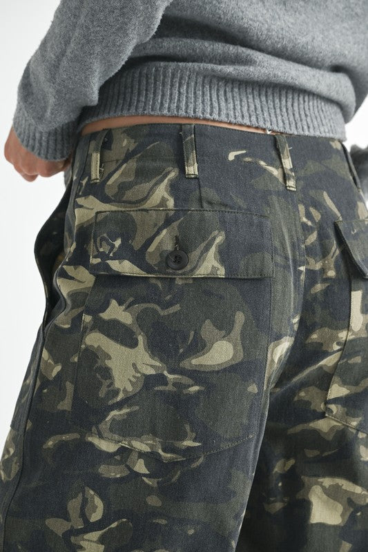 Vintage Print Straight Leg Pants With Pockets - Tigbul's Variety Fashion Shop