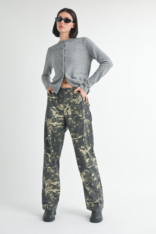 Vintage Print Straight Leg Pants With Pockets - Tigbul's Variety Fashion Shop