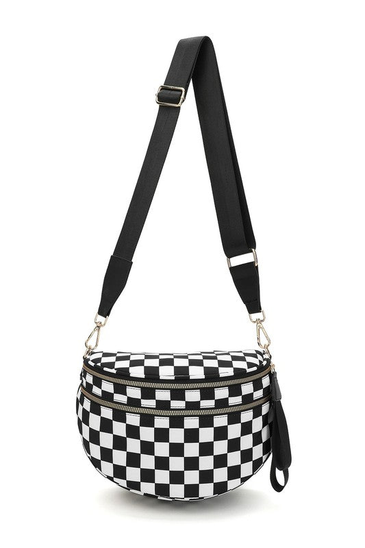 Frankie Oversize Double Zip Print Crescent Sling - Tigbul's Variety Fashion Shop