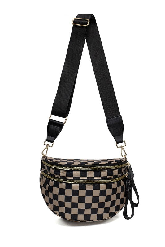 Frankie Oversize Double Zip Print Crescent Sling - Tigbul's Variety Fashion Shop