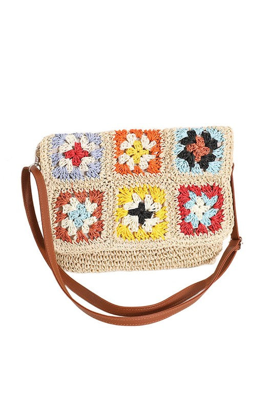 Sylvie Foldover Crochet Woven Crossbody - Tigbul's Variety Fashion Shop