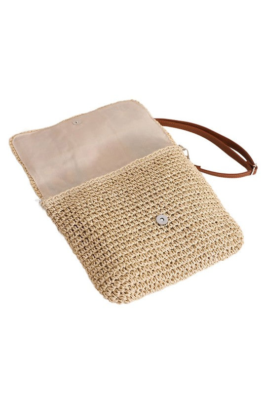 Sylvie Foldover Crochet Woven Crossbody - Tigbul's Variety Fashion Shop