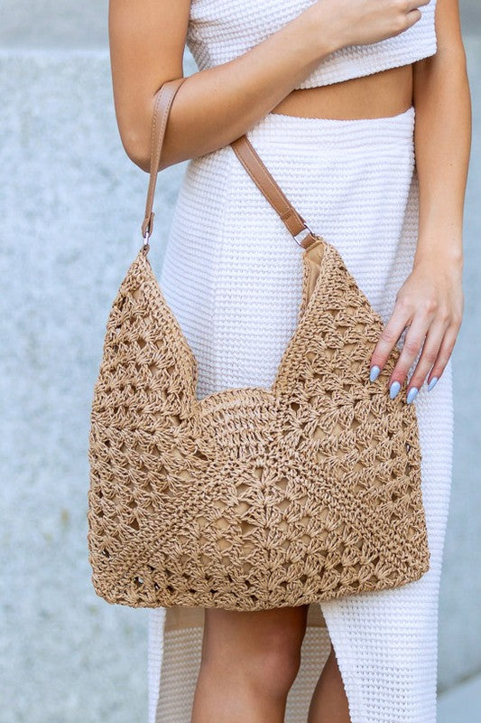 Dahlia Woven Straw Shoulder Bag - Tigbul's Variety Fashion Shop