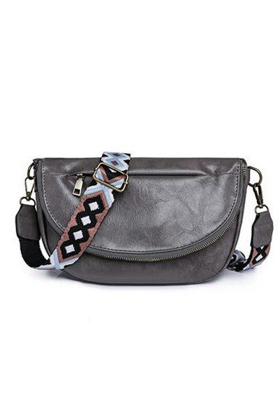 Callie Fold Over Leather Crossbody Sling Bag - Tigbul's Variety Fashion Shop