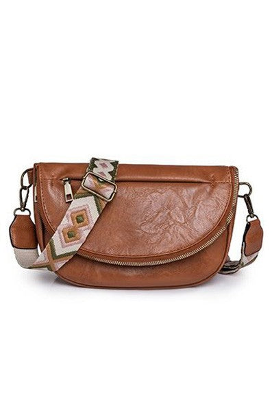 Callie Fold Over Leather Crossbody Sling Bag - Tigbul's Variety Fashion Shop