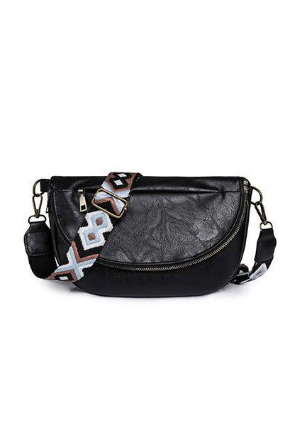 Callie Fold Over Leather Crossbody Sling Bag - Tigbul's Variety Fashion Shop