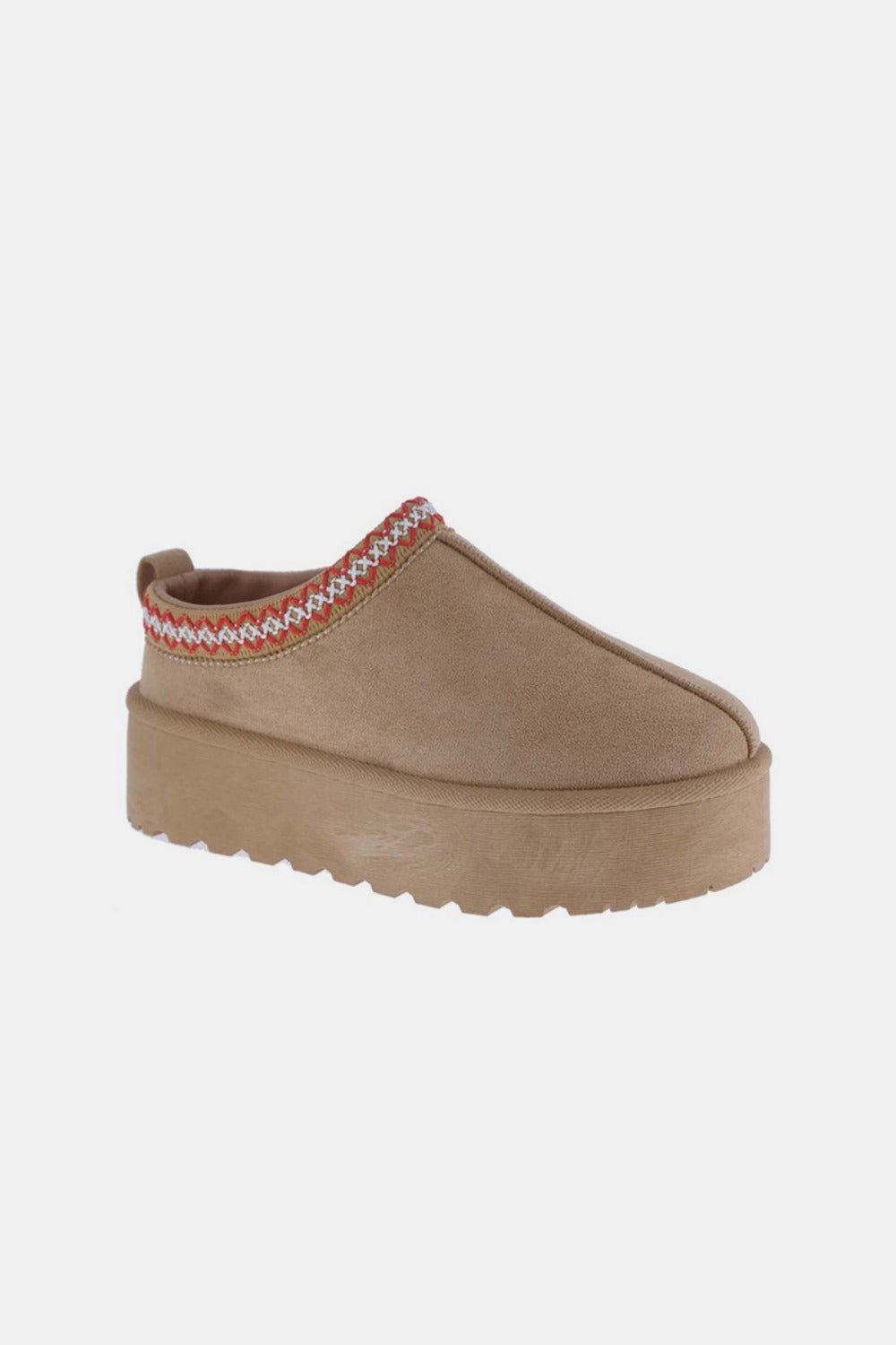 Platform Embroidered Trim Slip-On Boots - Tigbul's Variety Fashion Shop