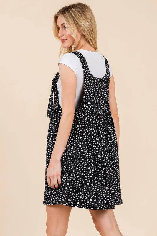 Black Floral Print Overalls with Pockets - Tigbul's Variety Fashion Shop