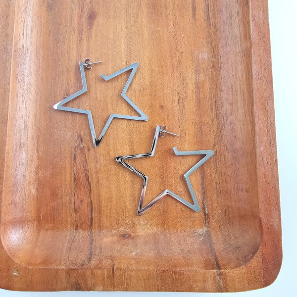 Luxe Star Hoops - Silver - Tigbul's Variety Fashion Shop
