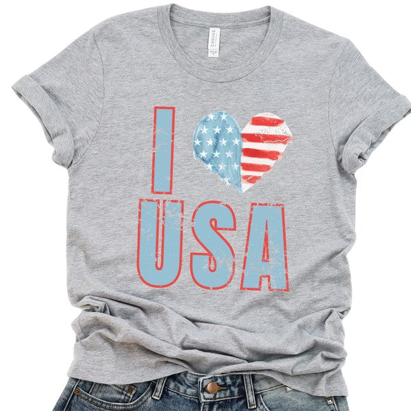 Plus I Love USA with Heart Flag distressed t-shirt - Tigbul's Variety Fashion Shop