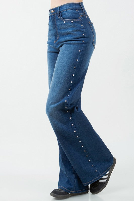 Camila Studded Wide Leg Jean - Tigbul's Variety Fashion Shop
