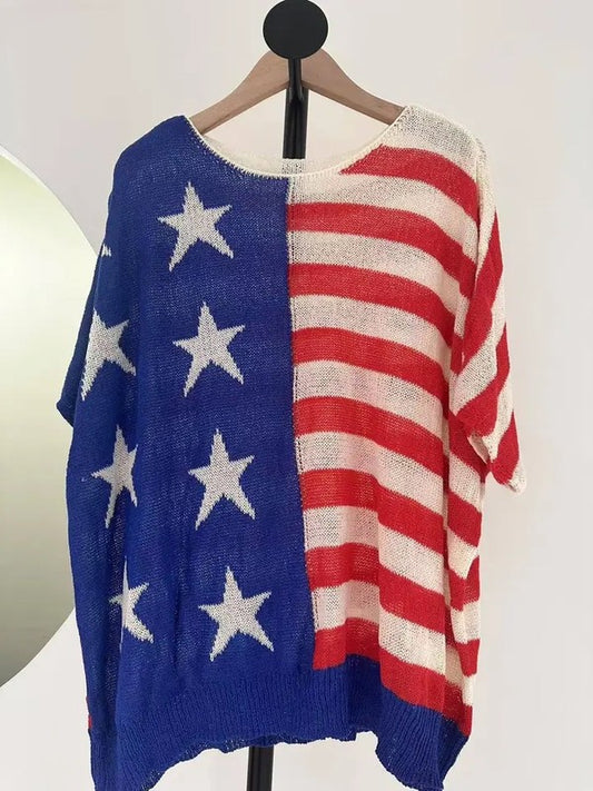 Flag Knit Sweater top - Tigbul's Variety Fashion Shop