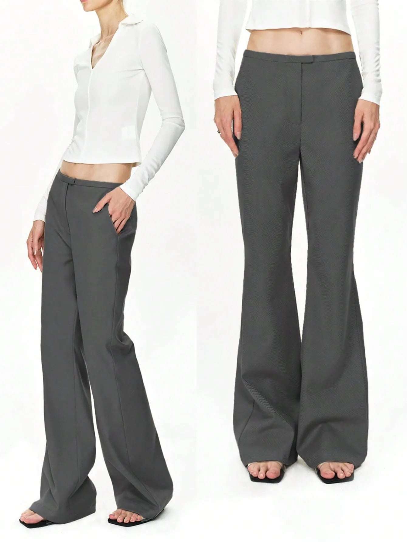 High Waist Flare Leg Trousers - Tigbul's Variety Fashion Shop
