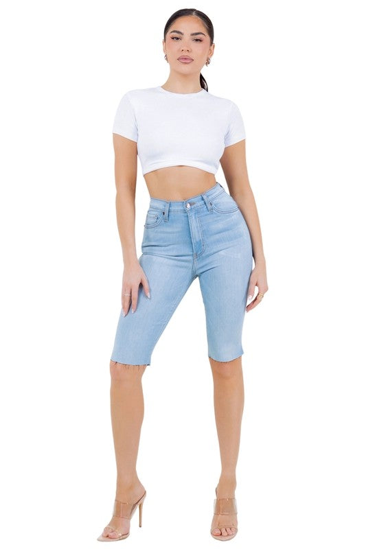 Lilly Bermuda Short in lIGHT Denim - Tigbul's Variety Fashion Shop