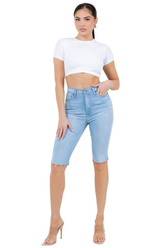 Lilly Bermuda Short in lIGHT Denim - Tigbul's Variety Fashion Shop
